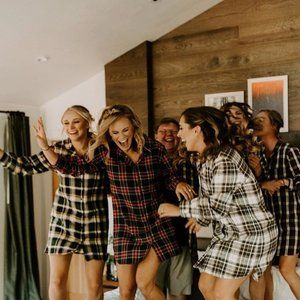 White & Black Button Up Flannel Shirt/Nightshirt